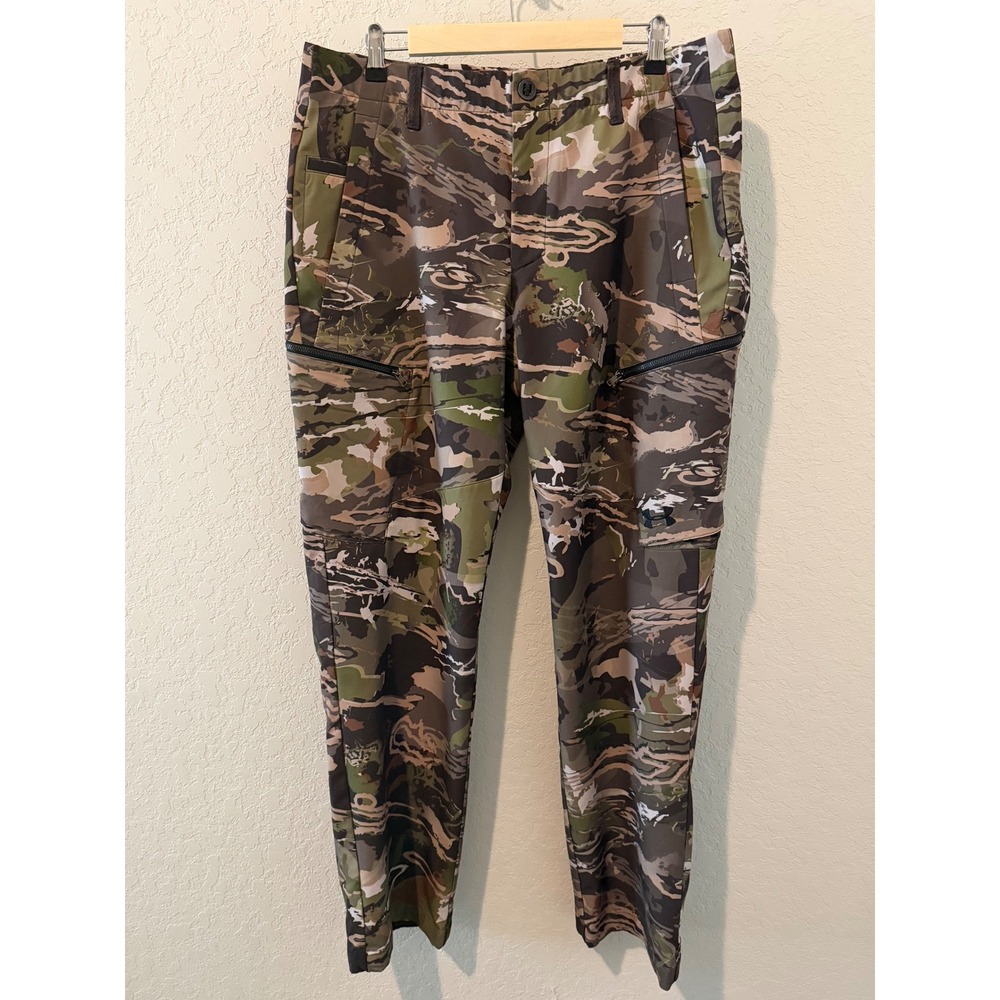 Under Armour Storm Hunting Pants Mens 36x32 Forest Camo Cargo Tapered Leg